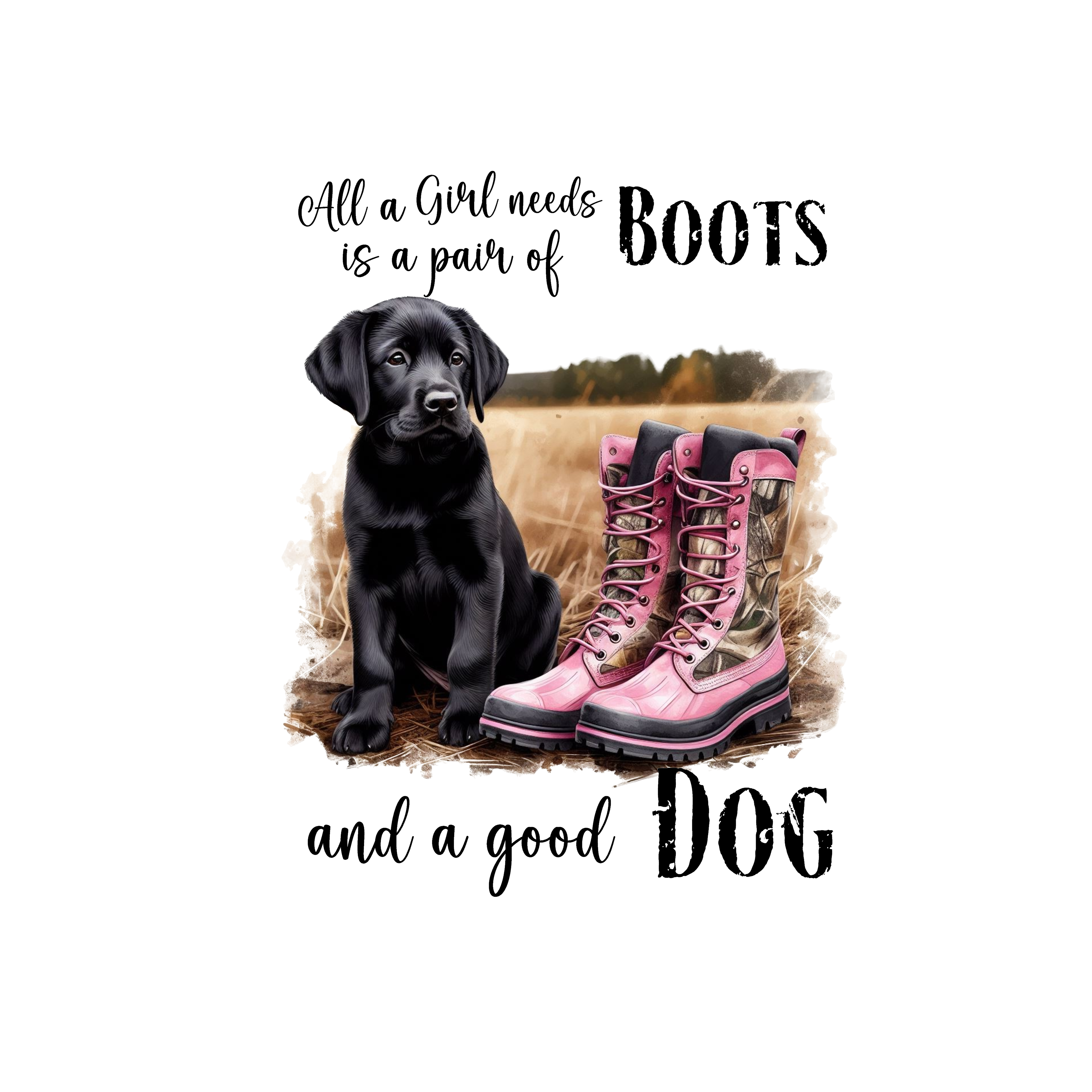 Black Lab And Pink Camo Boots