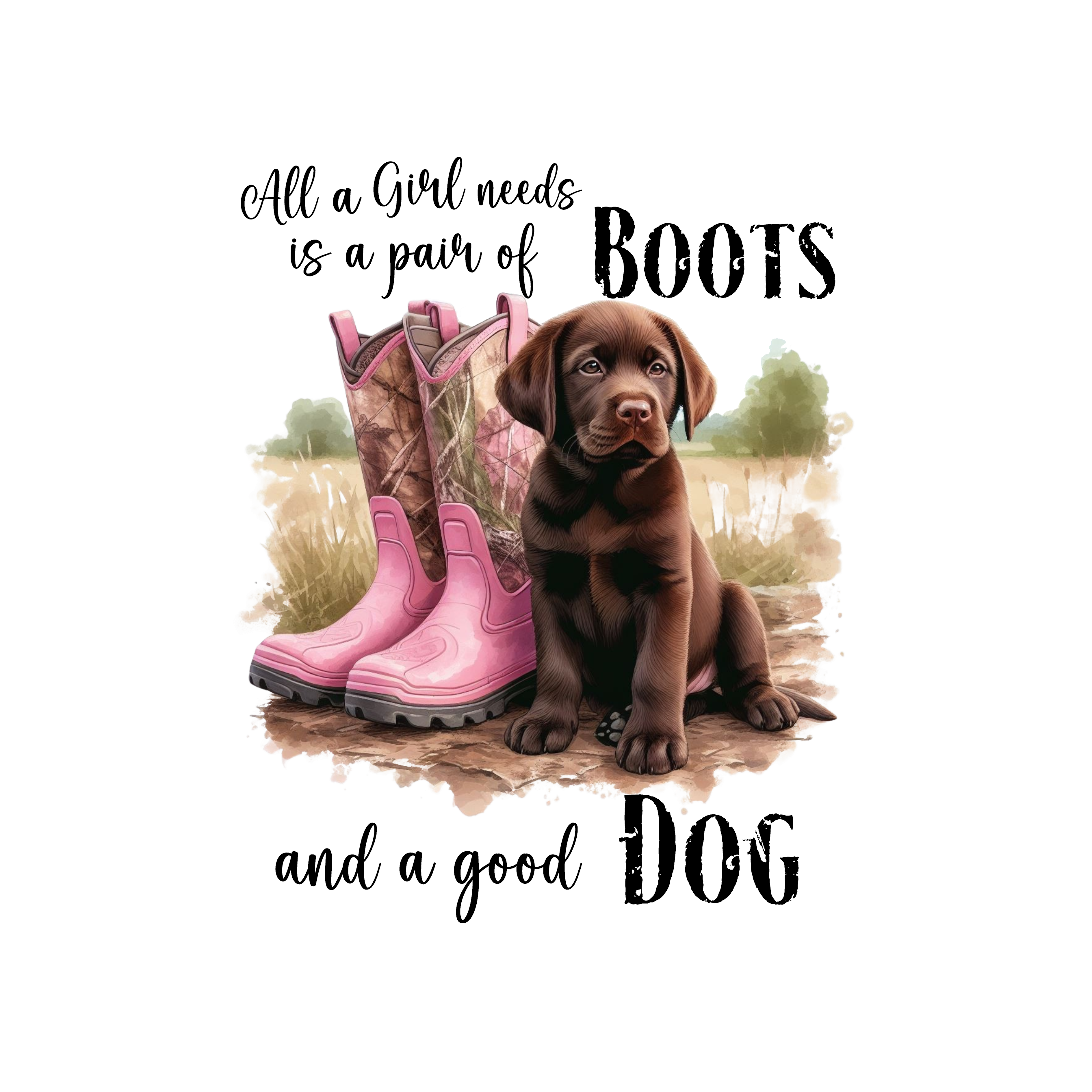 Choc Lab And Pink Camo Boots